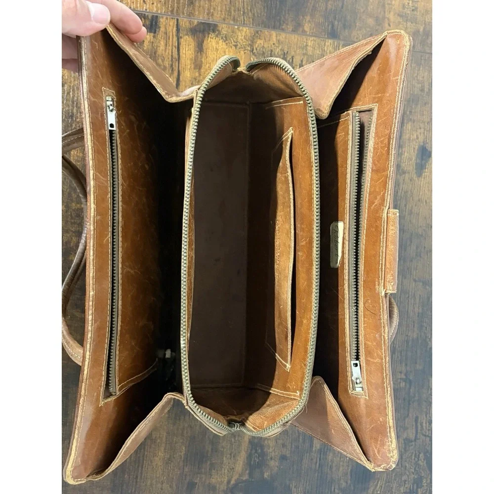 Vintage Robert's Leather Embossed Leather Purse Handbag Monterrey Mexico Made